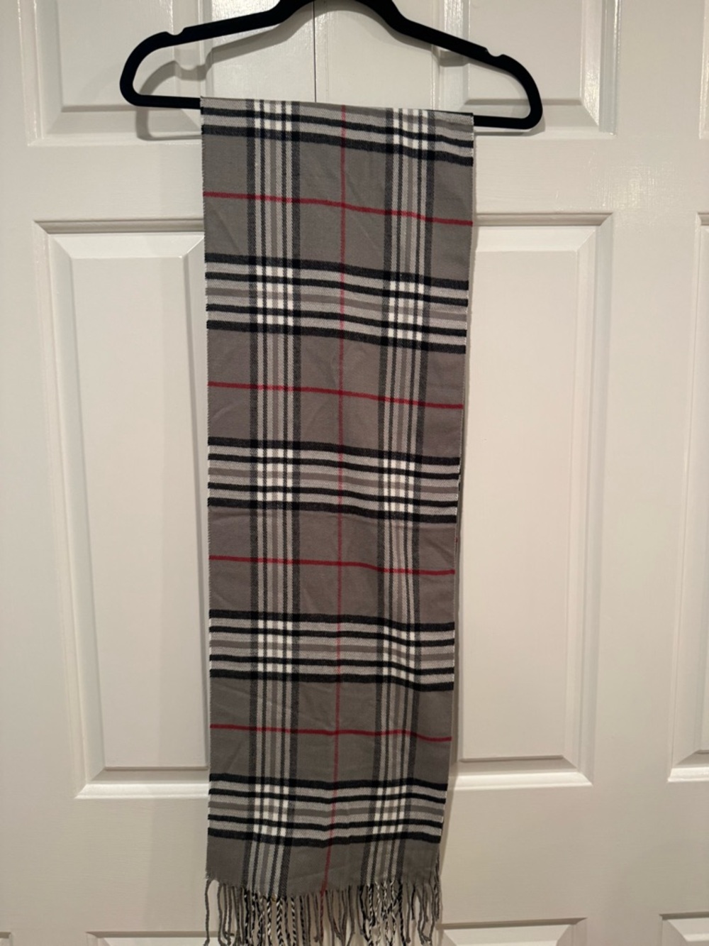 Men's 100% Cashmere Gray Plaid Scarf
